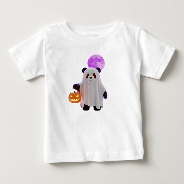 Camiseta Panda Fantasma 3D Fofo com Abóbora (Frente)