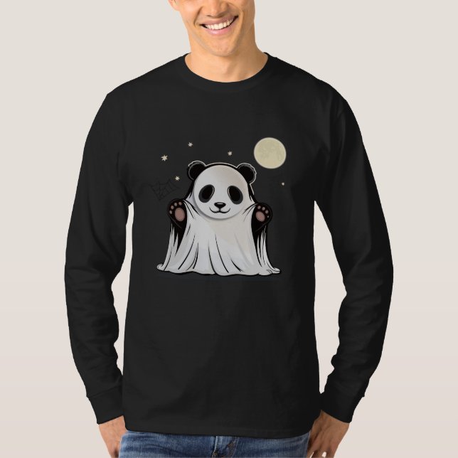 Camiseta Panda Fantasma Fofo Sob a Lua  (Frente)