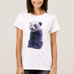 Camiseta Panda Filhote Galáxia Espacial Roxo Mulheres