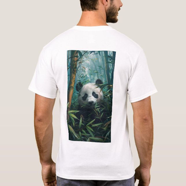 Camiseta Panda Fofa na Camisa-T da Floresta de Bambu (Verso)