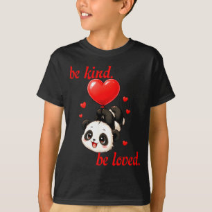 Camiseta Panda fofo com balão de coração dia dos namorados