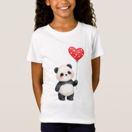 Camiseta Panda Fofo Com Balão Em Forma De Coração