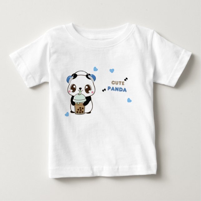 Camiseta Panda Fofo com Chá de Bolhas (Frente)
