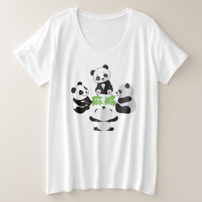 Camiseta Panda Fofo de Mahjong Divertido   (Frente do Design)