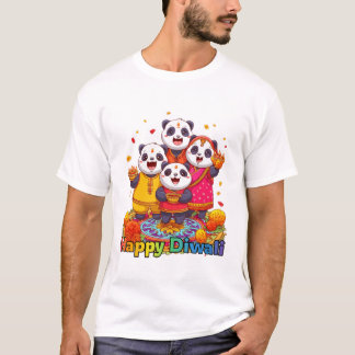 Camiseta Panda fofo & família celebrando festival hindu