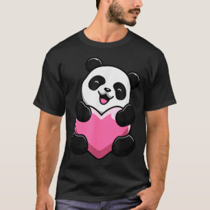 Camiseta Panda Fofo Segurando Um Coração - Dia dos Namorado