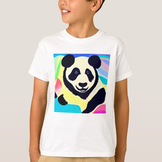 Camiseta Panda fond multicolore (Frente)
