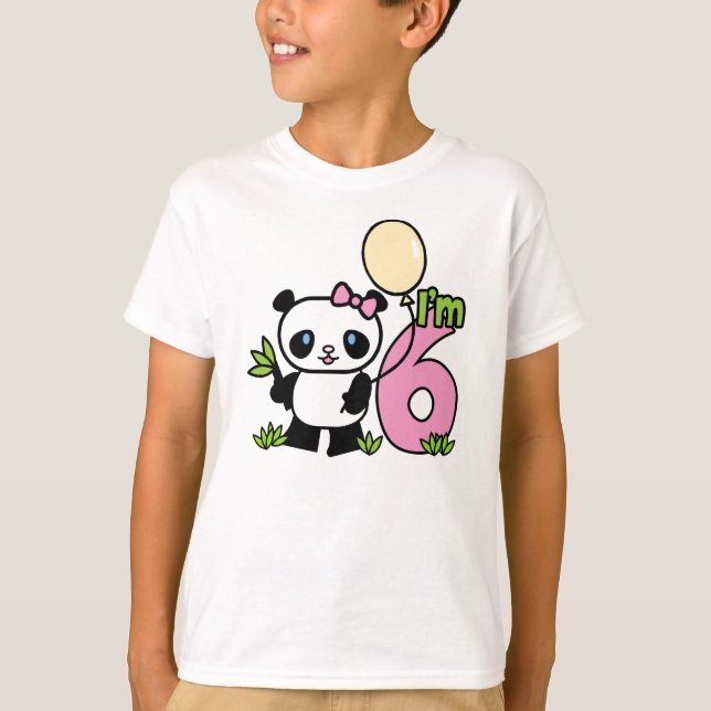 Camiseta Panda Girl 6 Birthday (Frente)