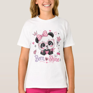 Camiseta Panda Glam Cute Nascido Para Brilhar