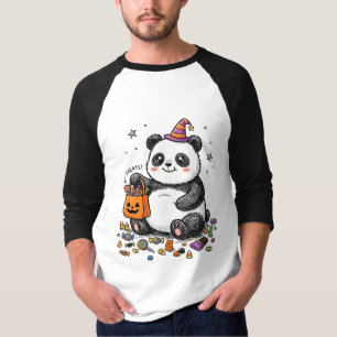 Camiseta Panda Gordinho de Halloween com Barriga de Doce &