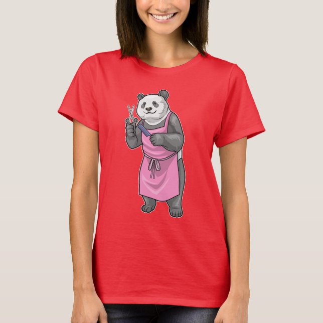 Camiseta Panda Hairdresser Scissor Comb (Frente)