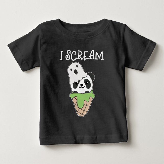 Camiseta Panda Halloween Ghost I Gritar Sorvete Pun (Frente)