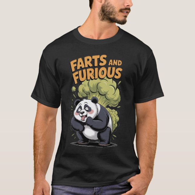 Camiseta Panda has Fun making Fart on a Black (Frente)