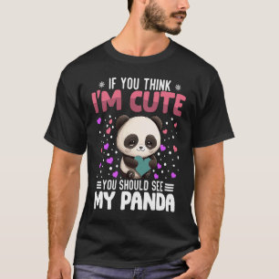 Camiseta Panda Heart Dia de os namorados Animal Para Mulher