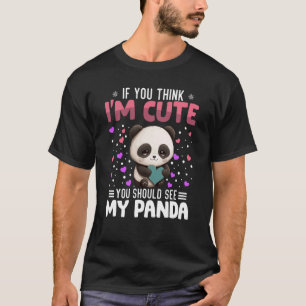Camiseta Panda Heart Dia de os namorados Animal Para Mulher