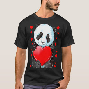 Camiseta Panda Heart Dia dos Namorados Meninas Crianças Mul