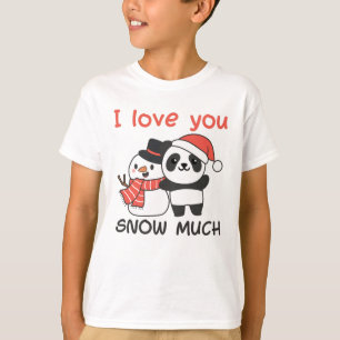 Camiseta Panda I Love You Snow Muita Snowman Pun