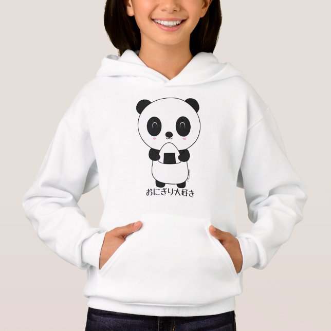 Camiseta Panda Japonesa Kawaii com Onigiri  (Frente)