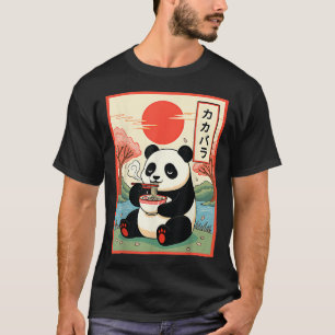 Camiseta Panda Kawaii Comendo Ramen Anime Macarrão Japonês