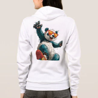 Camiseta Panda Legal com Skate Colorido e Óculos de Sol