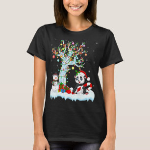 Camiseta Panda Lights Xmas Tree Snowman Panda Natal
