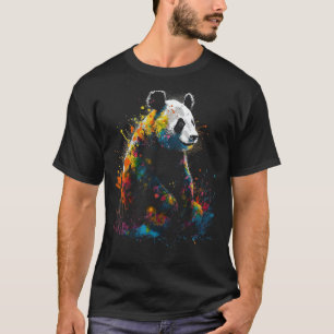 Camiseta Panda Lover Trabalho de arte Colorida Animal Motif