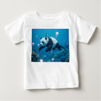 Panda Marinho Surrealista Nadando com Água-Viva