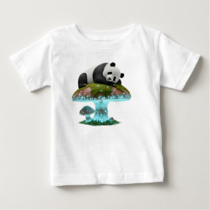 Camiseta Panda Místico Adormecido em Cogumelo Luminoso