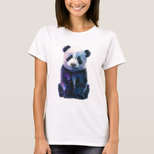 Camiseta Panda Mulher Nebulosa da Galáxia Cósmica