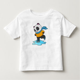 Camiseta Panda na patinação de gelo com skates de gelo e es