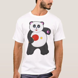 Camiseta Panda na tênis da Mesa com a raquete tênis de Mesa