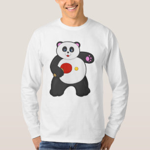 Camiseta Panda na tênis da Mesa com a raquete tênis de Mesa