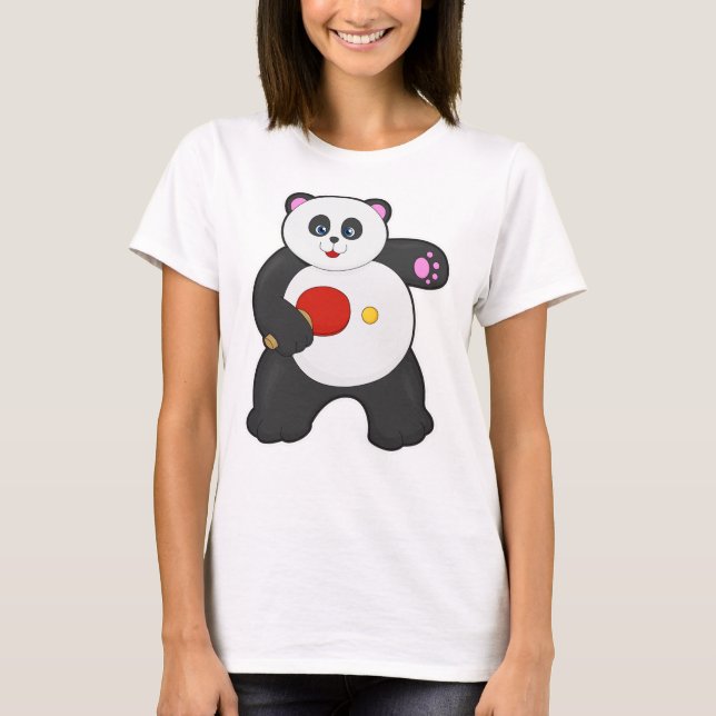 Camiseta Panda na tênis da Mesa com a raquete tênis de Mesa (Frente)