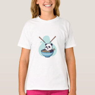 Camiseta Panda na Tigela de Macarrão Infantil