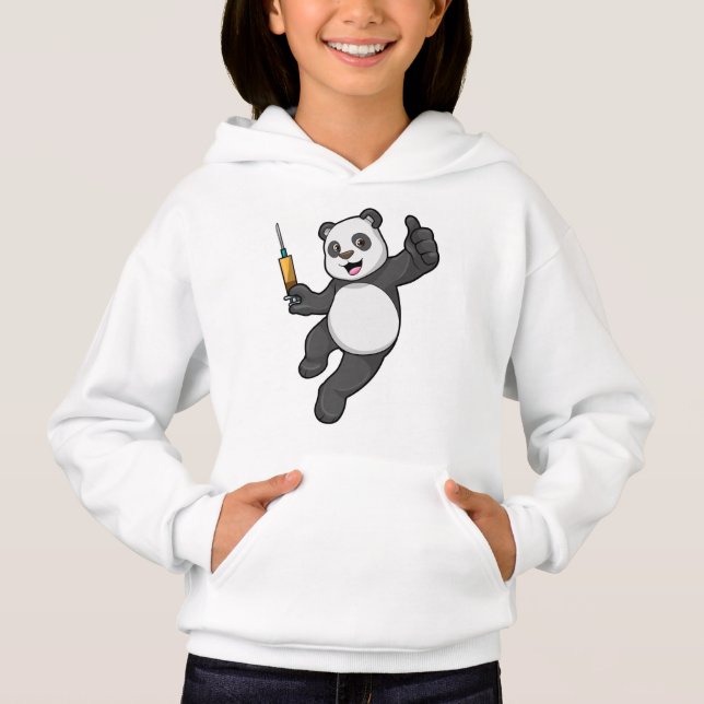 Camiseta Panda na Vacinação com Seringa (Frente)