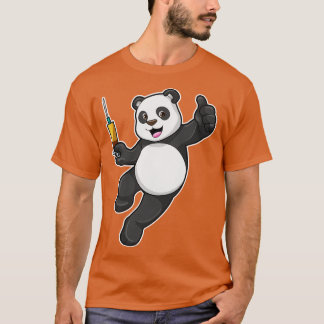 Camiseta Panda na Vacinação com Seringa