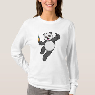 Camiseta Panda na Vacinação com Seringa