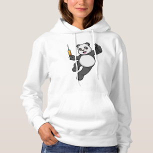 Camiseta Panda na Vacinação com Seringa
