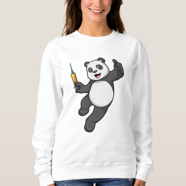 Camiseta Panda na Vacinação com Seringa (Frente)