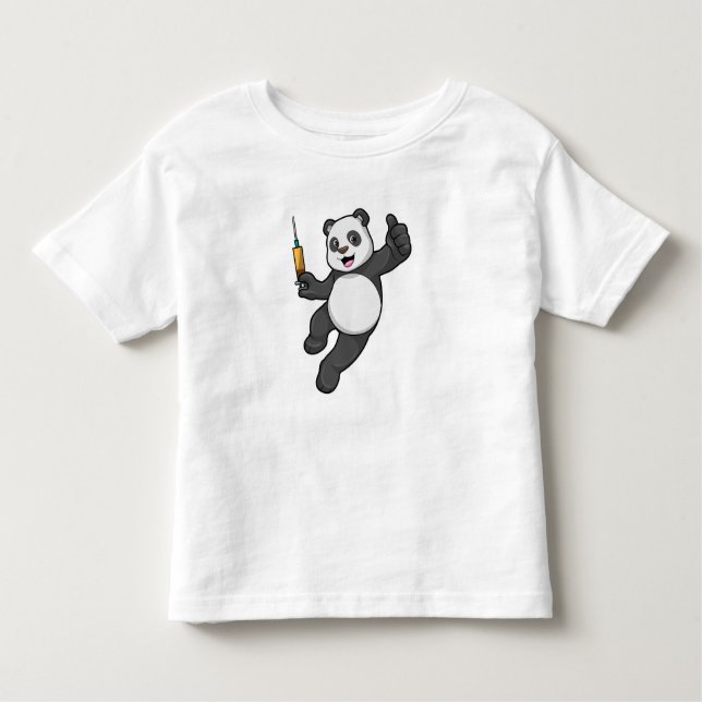 Camiseta Panda na Vacinação com Seringa (Frente)