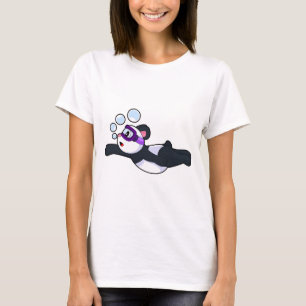 Camiseta Panda Natação Óculos de natação Verão