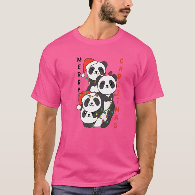 Camiseta Panda Natal Árvore Animais Fácil Panda (Frente)