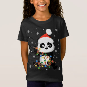 Camiseta Panda Natal Com Luzes De Árvore Papais noeis Engra