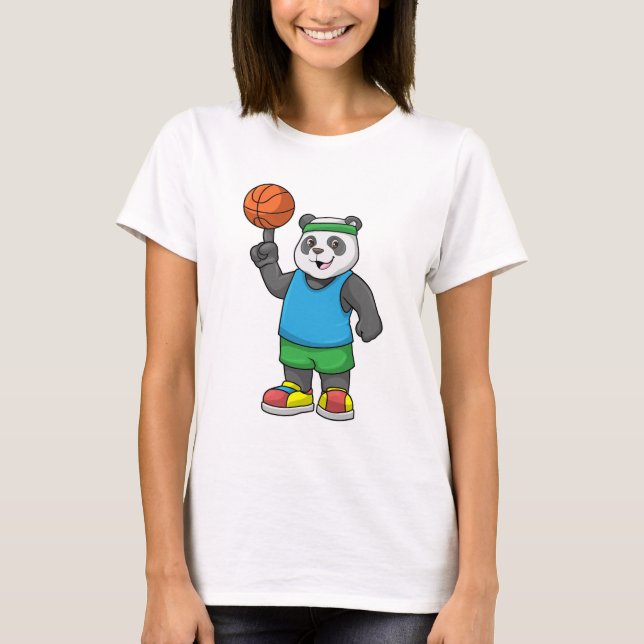 Camiseta Panda no Esporte com Basquete (Frente)