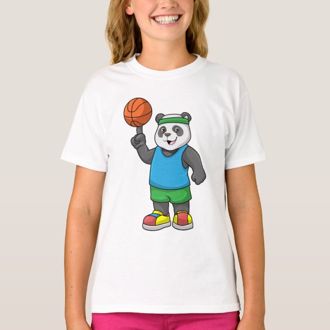 Camiseta Panda no Esporte com Basquete (Frente)