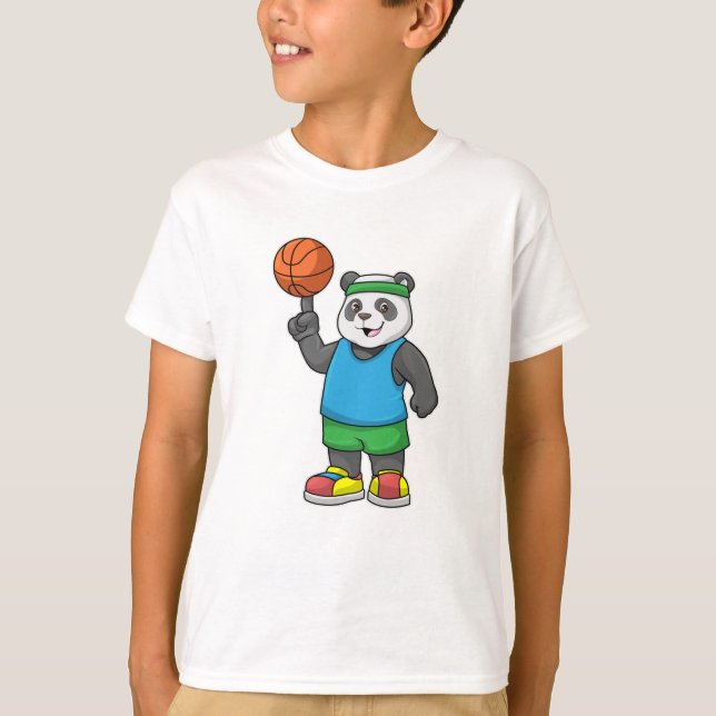 Camiseta Panda no Esporte com Basquete (Frente)