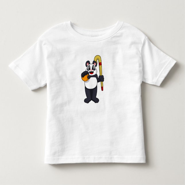 Camiseta Panda no Hockey com Taco de Hóquei (Frente)