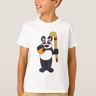 Camiseta Panda no Hockey com Taco de Hóquei