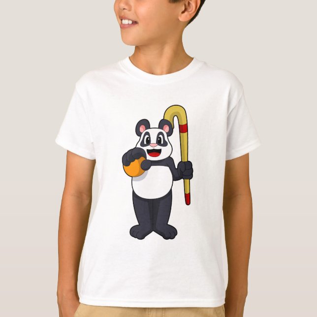 Camiseta Panda no Hockey com Taco de Hóquei (Frente)
