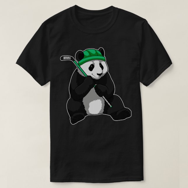 Camiseta Panda no hóquei no gelo com bastão de hóquei no ge (Frente do Design)
